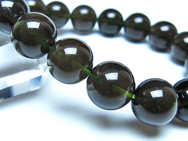 チンターマニストーン アリゾナ州産 天然ガラス ブレスレット （サフォーダイト/シリウス隕石） 12mm [t520-1821] 3枚目