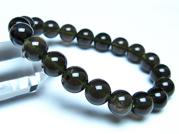 チンターマニストーン アリゾナ州産 天然ガラス ブレスレット （サフォーダイト/シリウス隕石） 10mm [t520-1826] 1枚目