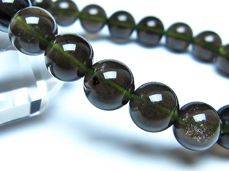 チンターマニストーン アリゾナ州産 天然ガラス ブレスレット （サフォーダイト/シリウス隕石） 10mm [t520-1826] 3枚目