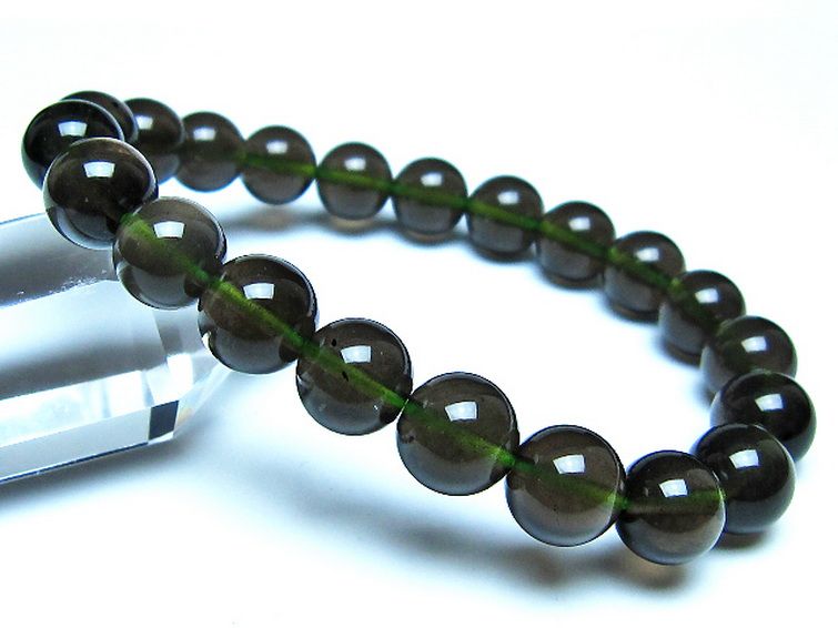 チンターマニストーン アリゾナ州産 天然ガラス ブレスレット （サフォーダイト/シリウス隕石） 9mm [t520-1829] 1枚目