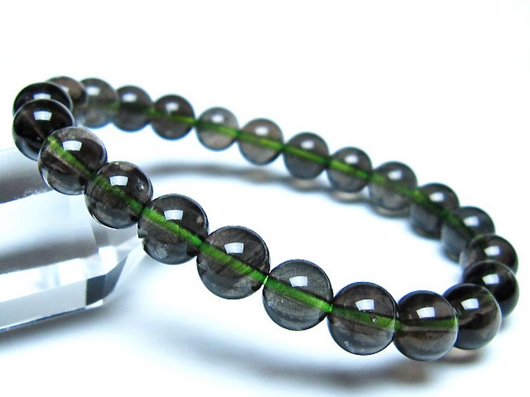 チンターマニストーン アリゾナ州産 天然ガラス ブレスレット （サフォーダイト/シリウス隕石） 8mm [t520-1834] 1枚目