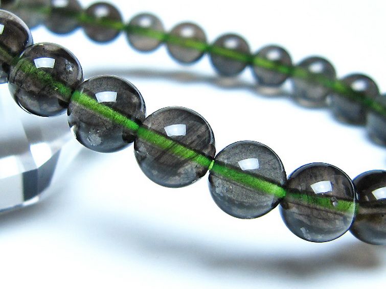 チンターマニストーン アリゾナ州産 天然ガラス ブレスレット （サフォーダイト/シリウス隕石） 8mm [t520-1834] 3枚目