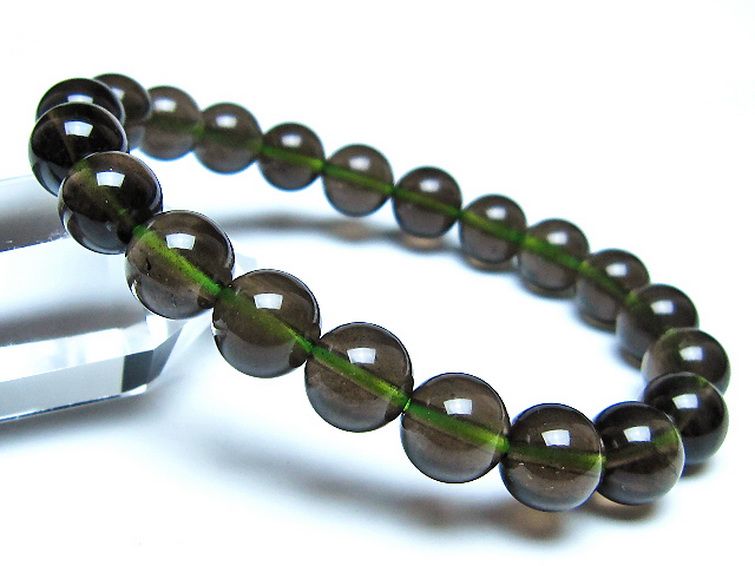 チンターマニストーン アリゾナ州産 天然ガラス ブレスレット （サフォーダイト/シリウス隕石） 9mm [t520-1835] 1枚目