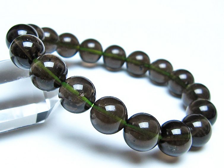 チンターマニストーン アリゾナ州産 天然ガラス ブレスレット （サフォーダイト/シリウス隕石） 11mm [t520-1840] 1枚目