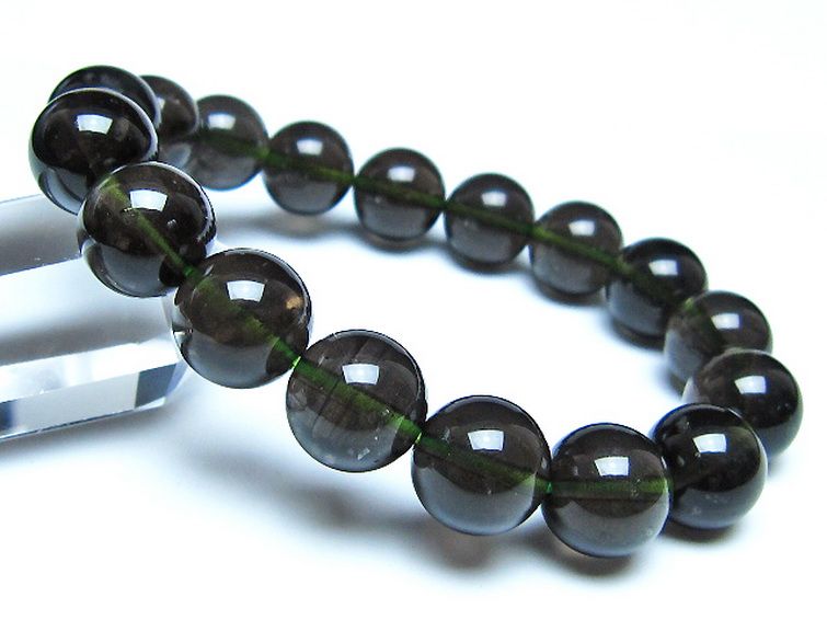 チンターマニストーン アリゾナ州産 天然ガラス ブレスレット （サフォーダイト/シリウス隕石） 12mm [t520-1846] 1枚目