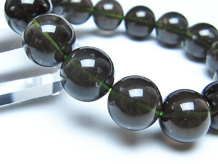 チンターマニストーン アリゾナ州産 天然ガラス ブレスレット （サフォーダイト/シリウス隕石） 14mm [t520-1848] 3枚目