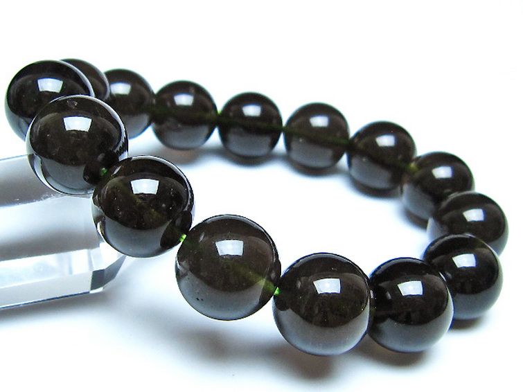 チンターマニストーン アリゾナ州産 天然ガラス ブレスレット （サフォーダイト/シリウス隕石） 14mm [t520-1852] 1枚目