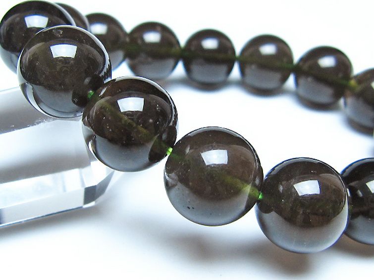 チンターマニストーン アリゾナ州産 天然ガラス ブレスレット （サフォーダイト/シリウス隕石） 14mm [t520-1852] 3枚目