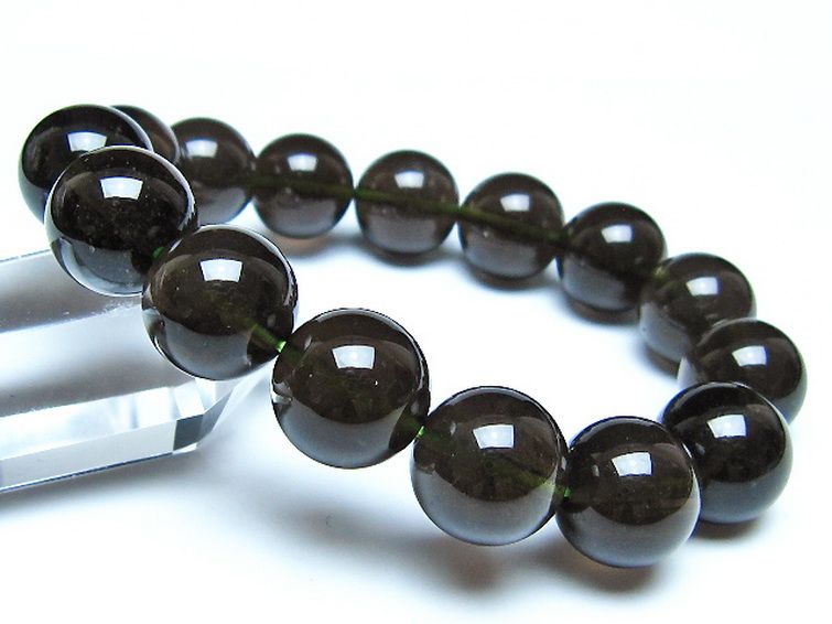 チンターマニストーン アリゾナ州産 天然ガラス ブレスレット （サフォーダイト/シリウス隕石） 14mm [t520-1853] 1枚目