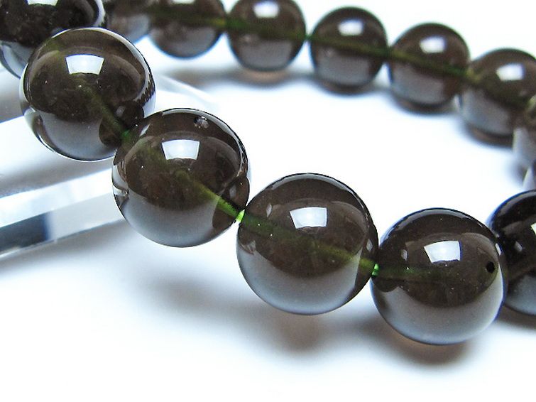 チンターマニストーン アリゾナ州産 天然ガラス ブレスレット （サフォーダイト/シリウス隕石） 14mm [t520-1856] 3枚目