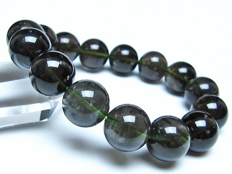 チンターマニストーン アリゾナ州産 天然ガラス ブレスレット （サフォーダイト/シリウス隕石） 15mm [t520-1859] 1枚目