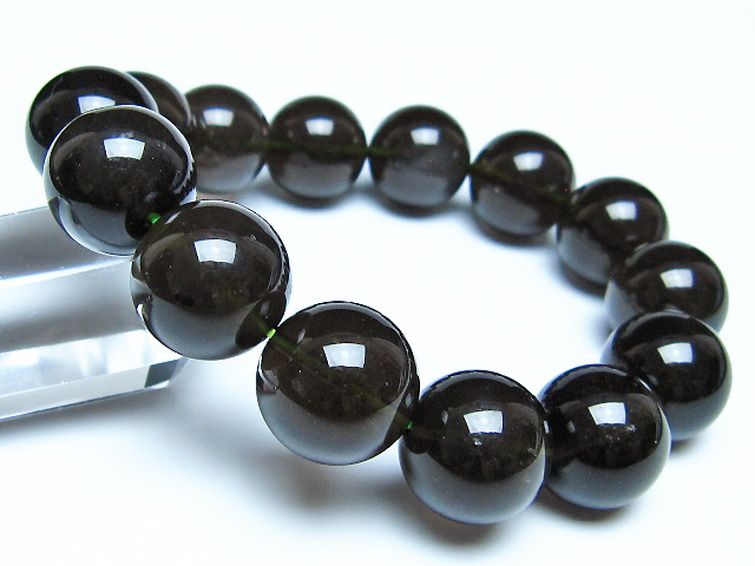 チンターマニストーン アリゾナ州産 天然ガラス ブレスレット （サフォーダイト/シリウス隕石） 15mm [t520-1862] 1枚目