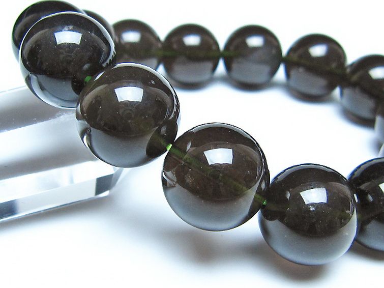 チンターマニストーン アリゾナ州産 天然ガラス ブレスレット （サフォーダイト/シリウス隕石） 15mm [t520-1862] 3枚目