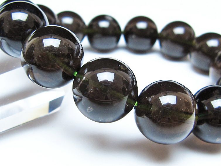 チンターマニストーン アリゾナ州産 天然ガラス ブレスレット （サフォーダイト/シリウス隕石） 16mm [t520-2164] 3枚目