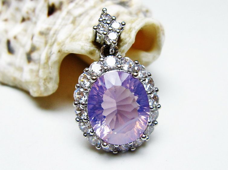 スコロライト（ラベンダークォーツ） ペンダント [T525-2210] 1枚目