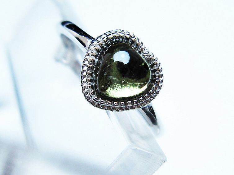 モルダバイト ハート 指輪 (12号) [t526-1381] 2枚目