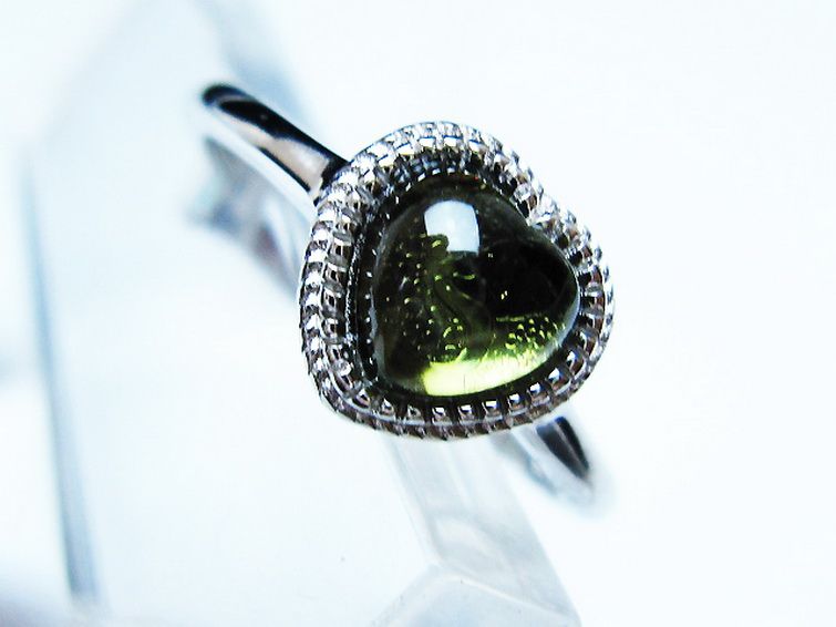 モルダバイト ハート 指輪 (12号) [t526-1384] 2枚目