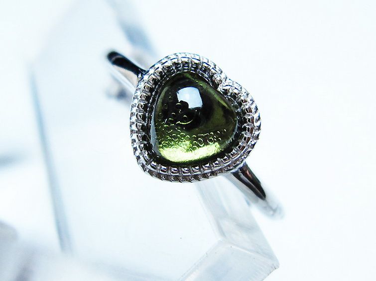 モルダバイト ハート 指輪 (12号) [t526-1388] 2枚目