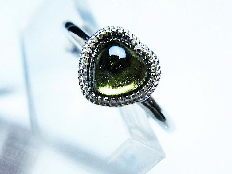 モルダバイト ハート 指輪 (13号) [t526-1389] 2枚目