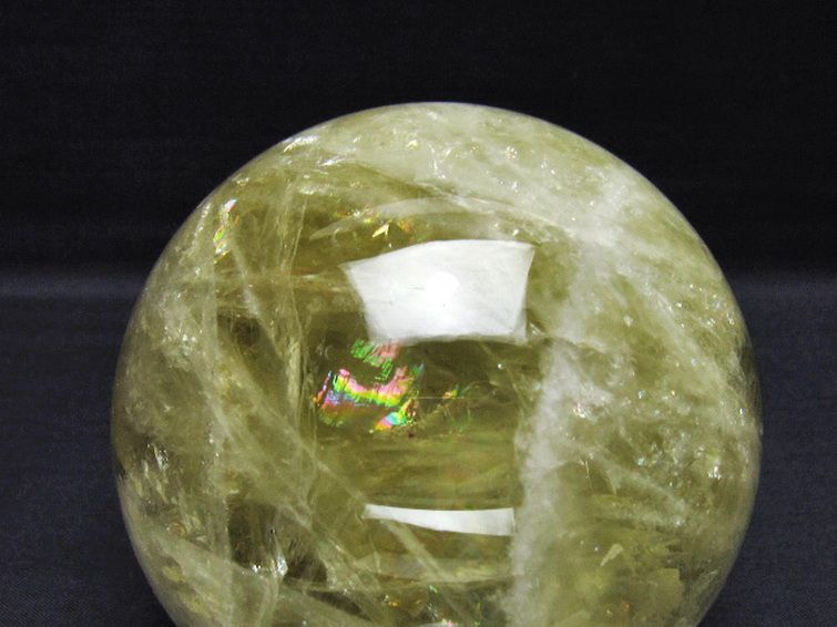 1.3Kg 虹入り シトリン水晶 丸玉 98mm [t529-6291] 2枚目