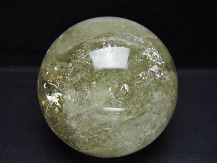 2.2Kg 虹入り シトリン水晶 丸玉 120mm [t529-6296] 1枚目