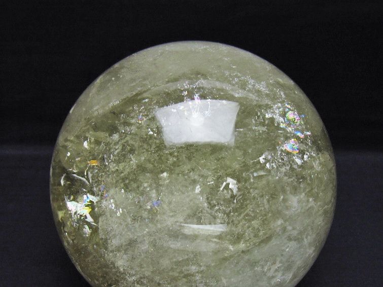 2.2Kg 虹入り シトリン水晶 丸玉 120mm [t529-6296] 2枚目