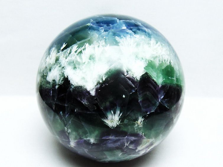 7Kg エンジェルフェザー フローライト 丸玉 165mm [t540-2543] 1枚目