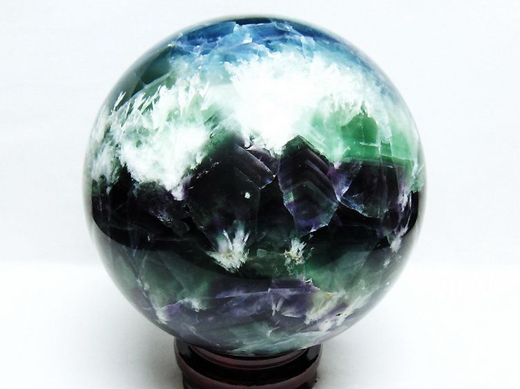 7Kg エンジェルフェザー フローライト 丸玉 165mm [t540-2543] 3枚目