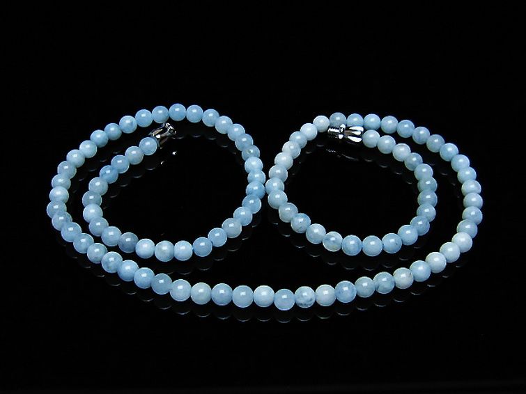 アクアマリン ネックレス 4mm [t556-3434] 1枚目