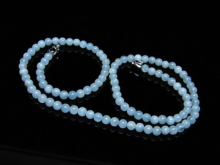 アクアマリン ネックレス 4mm [T556-3457] 1枚目