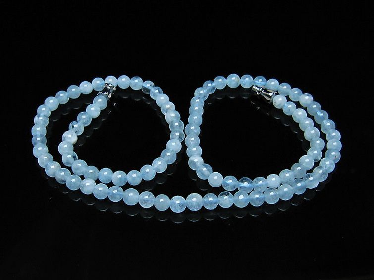 アクアマリン ネックレス 4mm [t556-3498] 1枚目