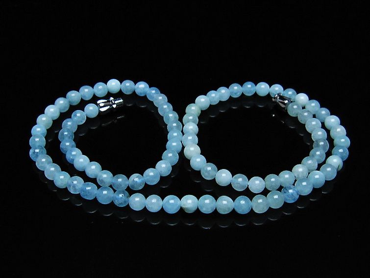 アクアマリン ネックレス 5mm [t556-3565] 1枚目
