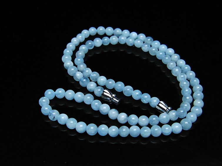 アクアマリン ネックレス 4mm [T556-3579] 1枚目