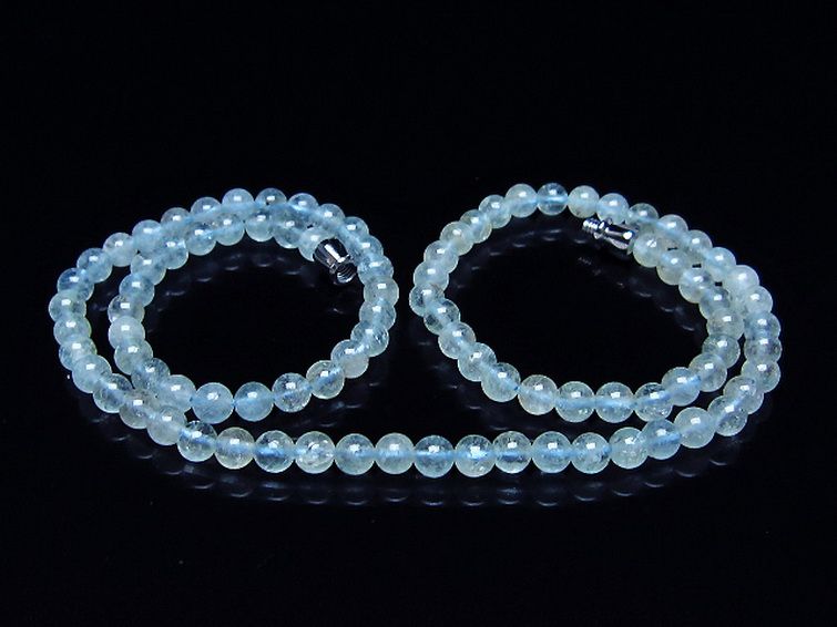アクアマリン ネックレス 5mm [T556-3607] 1枚目