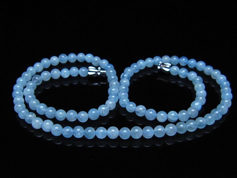アクアマリン ネックレス 4mm [t556-3768] 1枚目