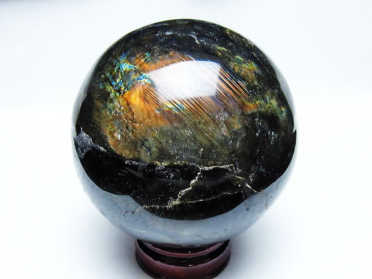 1.9Kg ラブラドライト 丸玉 110mm [T571-5066] 3枚目