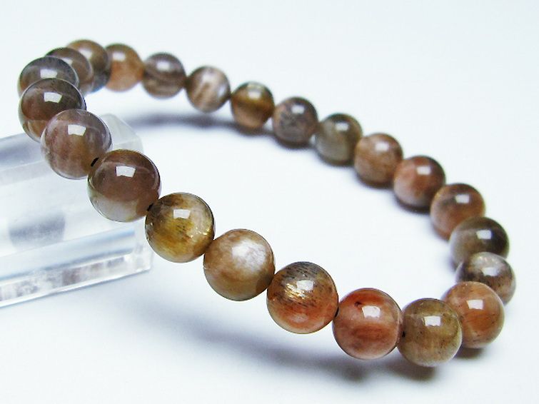 オレンジムーンストーン ブレスレット 8mm [T597-3680] 1枚目