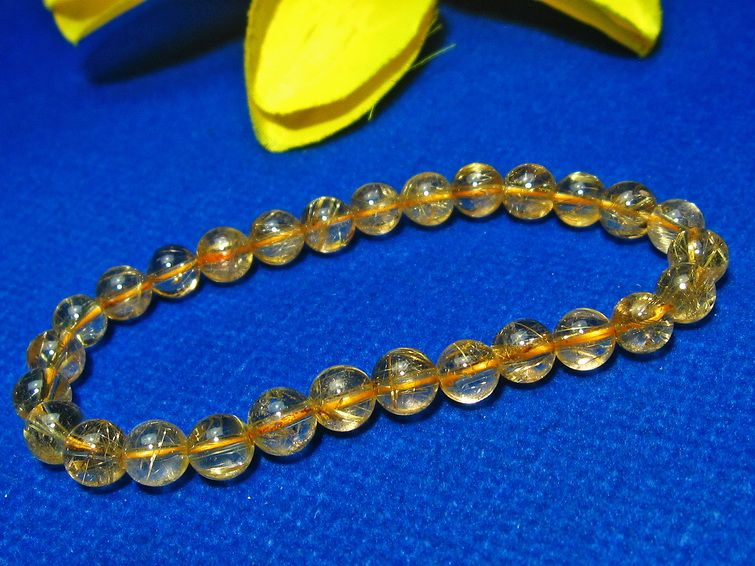 ゴールドタイチンルチル ブレスレット 6mm [T6-4678] 1枚目