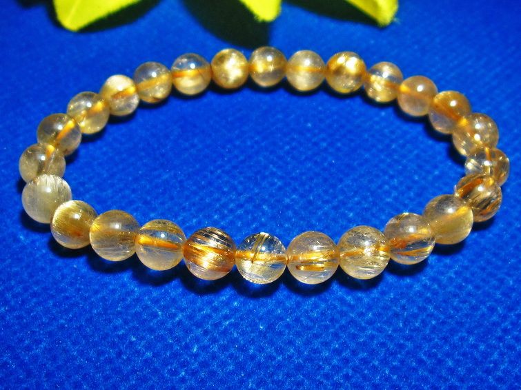 ゴールドタイチンルチル ブレスレット 7mm [T6-5212] 1枚目