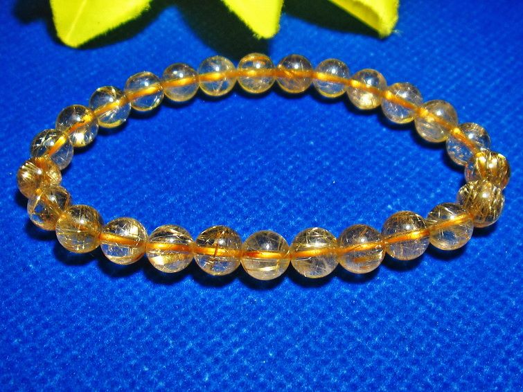 ゴールドタイチンルチル ブレスレット 7mm [T6-5215] 1枚目