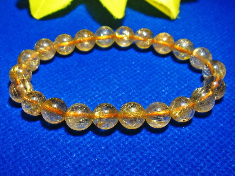 ゴールドタイチンルチル ブレスレット 8mm [T6-5231] 1枚目