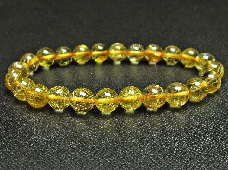 ゴールドタイチンルチル ブレスレット 8mm [T6-5318] 1枚目