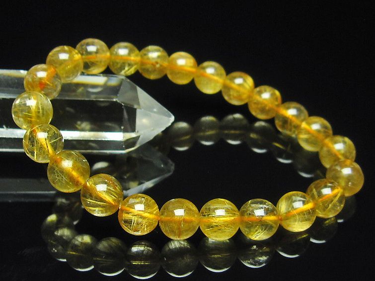 ゴールドタイチンルチル ブレスレット 9mm [T6-5612] 1枚目