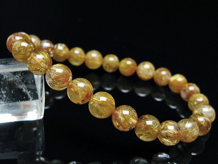 ゴールドタイチンルチル ブレスレット 7mm [T6-5863] 1枚目