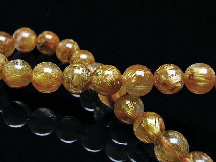 ゴールドタイチンルチル ブレスレット 7mm [T6-5863] 2枚目