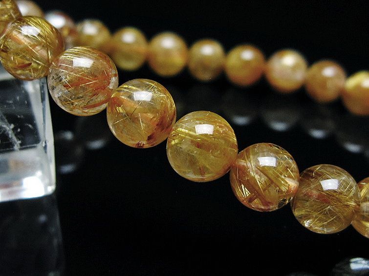 ゴールドタイチンルチル ブレスレット 7mm [T6-5863] 3枚目