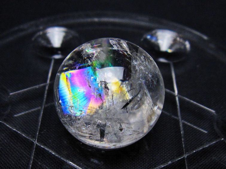 虹入り ヒマラヤ水晶 丸玉 七星陣 25mm [t602-2846] 3枚目