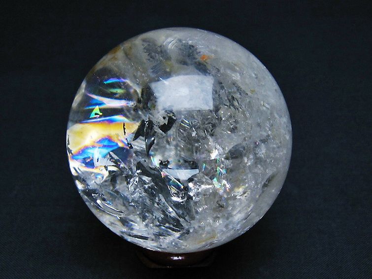 虹入り ヒマラヤ水晶 丸玉 59mm [T62-15834] 3枚目