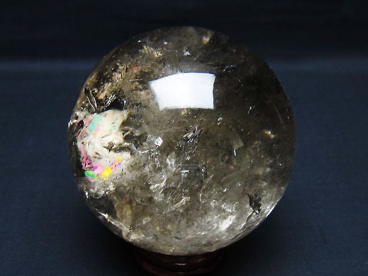 虹入り ライトニング水晶 丸玉 76mm [t62-16260] 3枚目