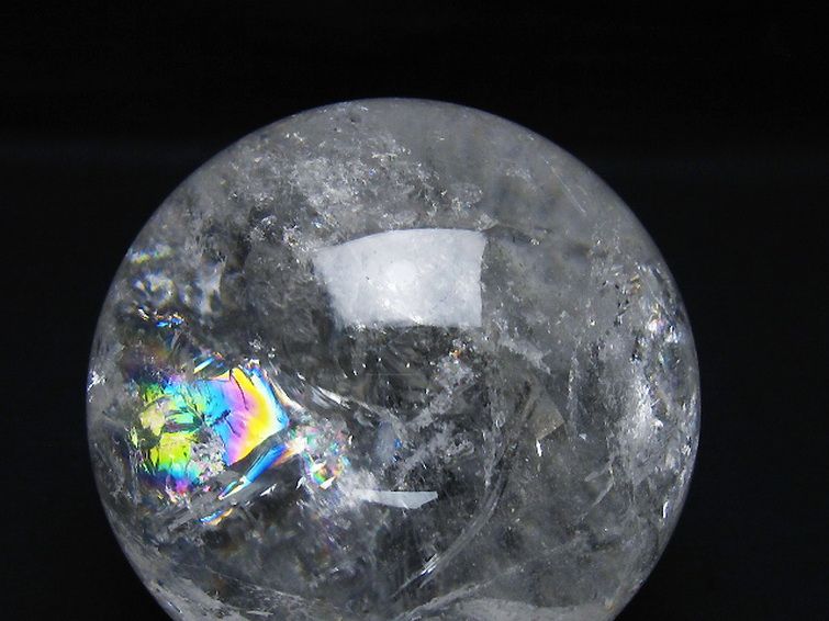 虹入り ヒマラヤ水晶 丸玉 88mm [t62-16332] 1枚目